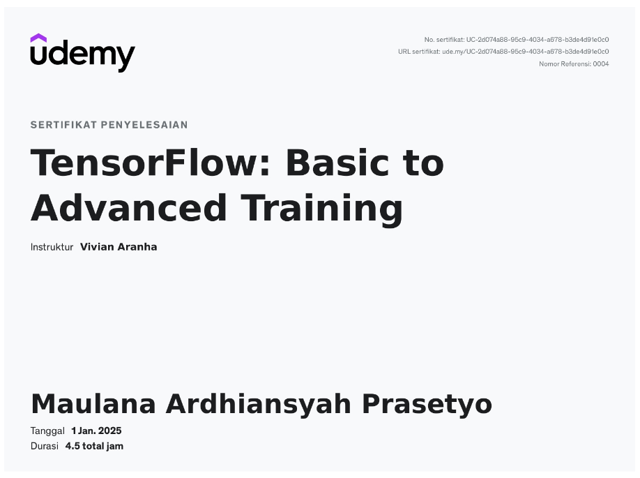 Tensor Flow: Basic to Advanced Training by Udemy